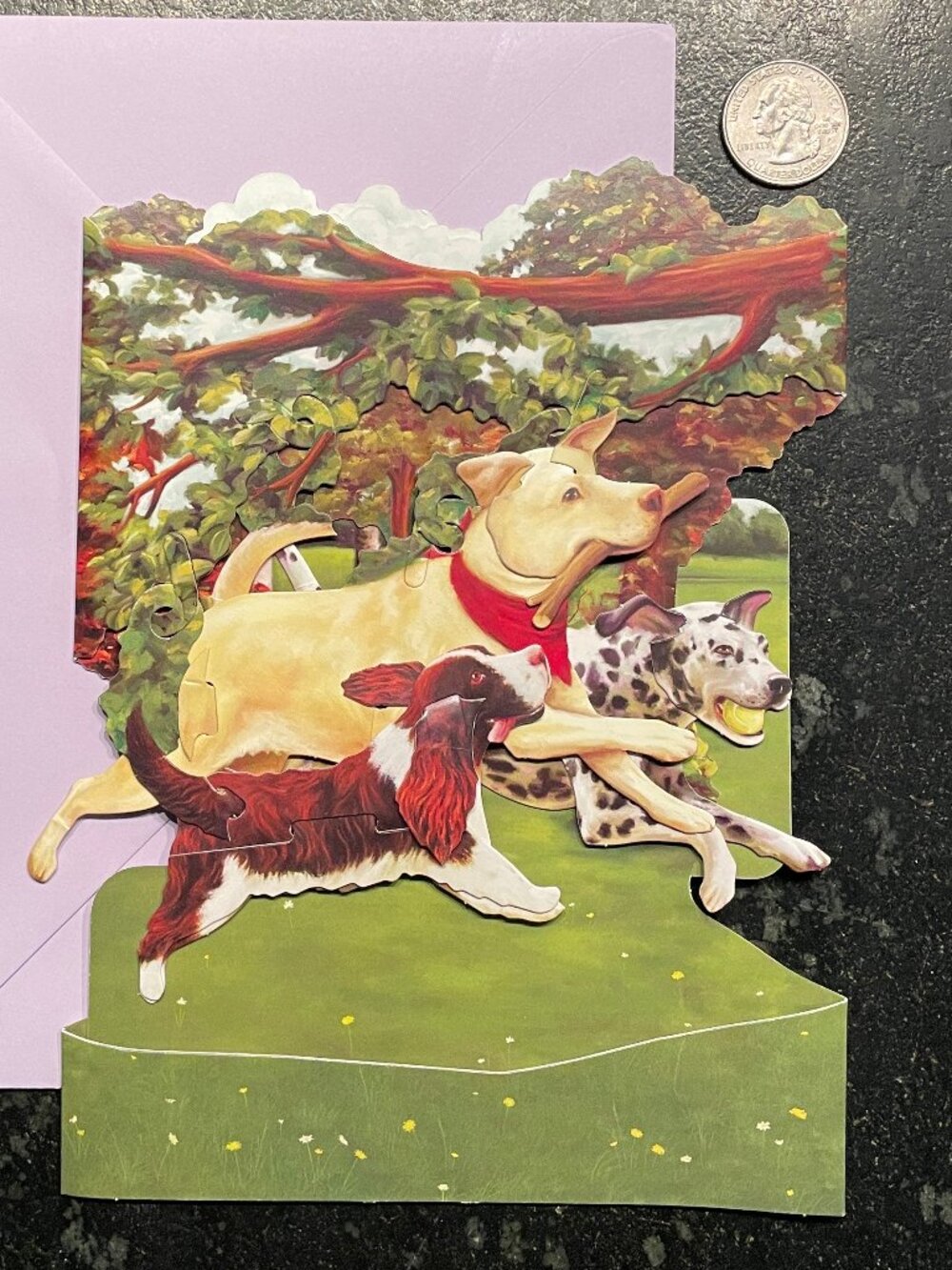 Vintage Swing Card with Running Dogs 3-D Pop-Up (NWOT)